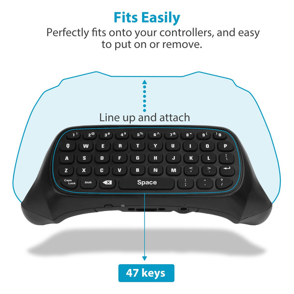 MoKo Green Backlight Keyboard for Xbox One Controller, Black | Wireless Chatpad with Headset & Audio Jack, Accessories fits Xbox One/One S/