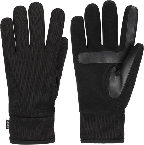 isotoner Men’s Tech Stretch Touchscreen Texting Double Lined Cold Weather Gloves with Water Repellent Technology X-Large Black