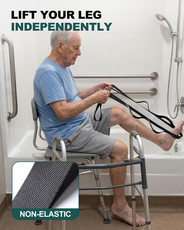 Trideer Non-Elastic Stretching Strap with Loops for Physical Therapy & Rehab, Knee Hip Leg ROM Post-Surgery, Yoga Strap for Stretching, Leg Lifter