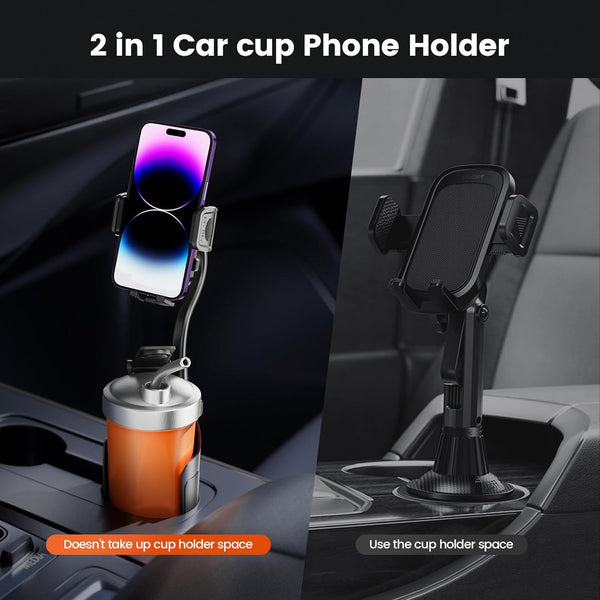 Cup Holder Phone Mount for Car, Universal 360Â° Adjustable Gooseneck Cell Phone Cup Holder Expander for Car Truck Compatible with Iphone Samsung &