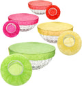 Boao 100 Pcs Reusable Bowl Covers 4 Size Plastic Color Elastic Wrap for Food Storage Fresh Keeping Food Bowl Cover Lid for Dish Plate Cup Bread