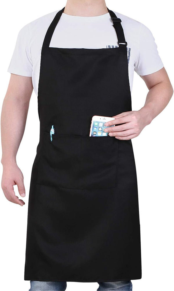 Will Well Chef Apron for Men and Women - 33" X 27" Large with 38" Waist Ties for a Comfy and Snug Fit, Durable and Lightweight, with 2 Spacious