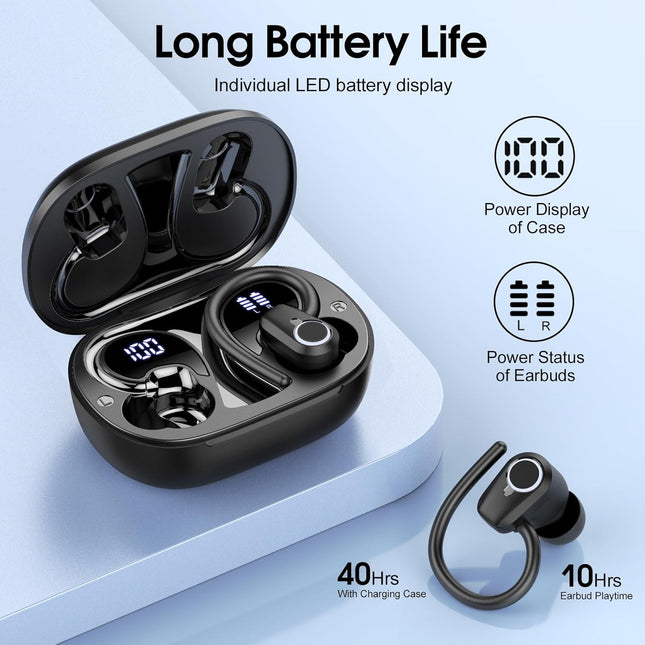 Wireless Earbuds, 2025 Ear Buds Bluetooth 5.3 Headphones Sport, 50H Playtime Bluetooth Earbuds, HD Stereo Noise Cancelli