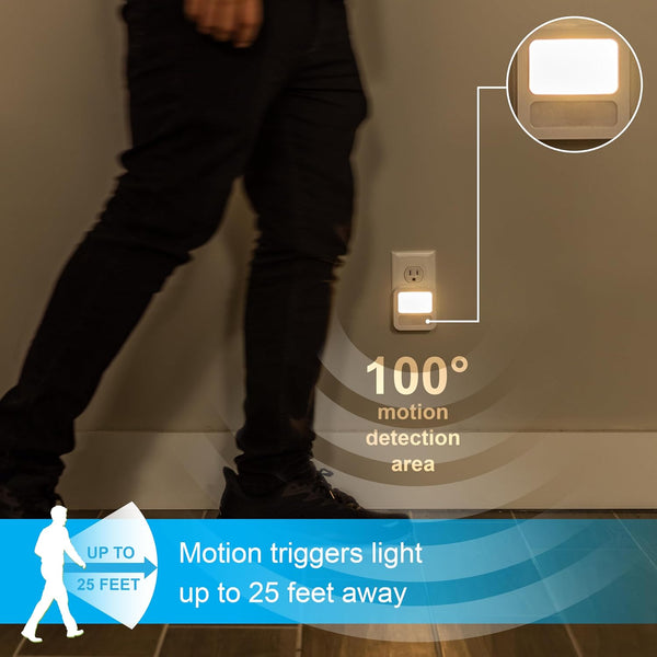 GE LED Motion Sensor Night Light, Plug-in, Dusk-to-Dawn Sensor, 20 Lumens, Soft White, Ideal for Bedroom, Bathroom, Kitchen, or Hallway – 40865 (1