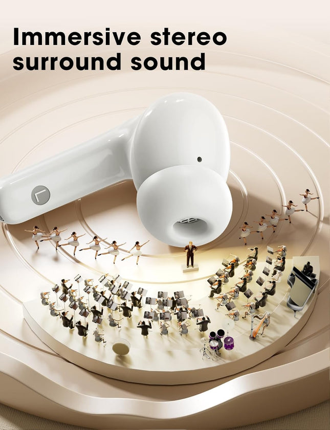 Wireless Earbuds, 2025 Ear Buds with Big Bass Stereo Sound, Lightweight Bluetooth Earbuds with 48 Hours Playtime, In-Ear