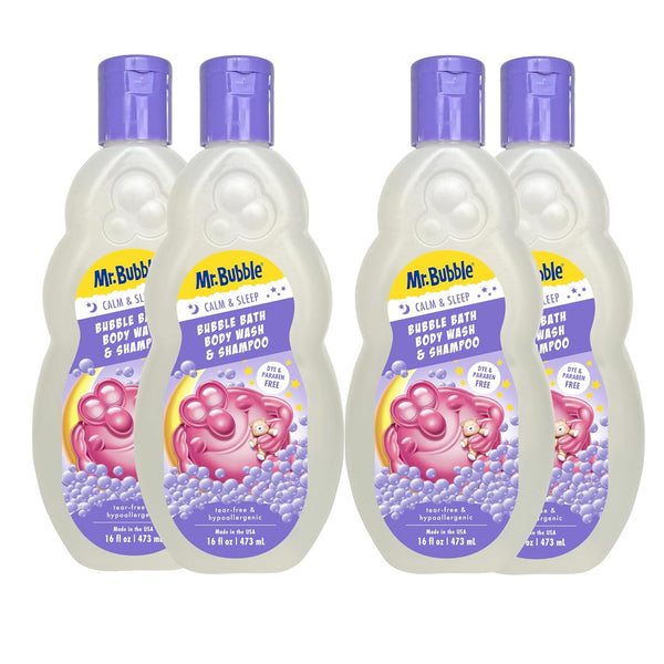 Mr. Bubble Calm and Sleep 3In1 Bubble Bath, Body Wash & Shampoo, 16 Oz., Pack of 4