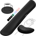 Gimars Upgrade Enlarge Silky and Superfine Fabric Gel Memory Foam Keyboard Wrist Rest Set, Ergonomic Keyboard Mouse Wrist Support for Typing Pain