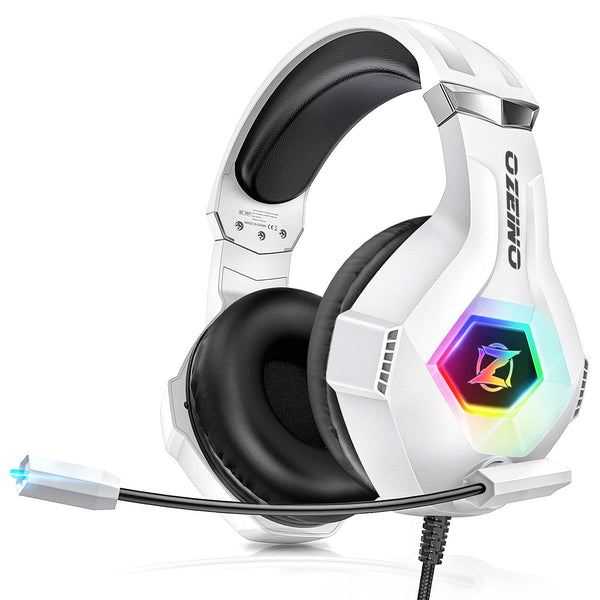 Ozeino Gaming Headset for PC, Ps4, Ps5, Xbox Headset with 7.1 Surround Sound Gaming Headphones with Noise Canceling Mic, LED Light Over Ear