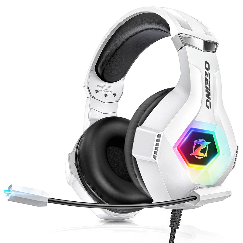 Ozeino Gaming Headset for PC, Ps4, Ps5, Xbox Headset with 7.1 Surround Sound Gaming Headphones with Noise Canceling Mic, LED Light Over Ear