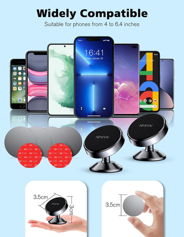 2 Pack Magnetic Phone Holder for Car, [ Strong Magnet ] Magnetic Phone Holder, [ 360° Rotation ] Phone Magnet for Car, Compatible with Most