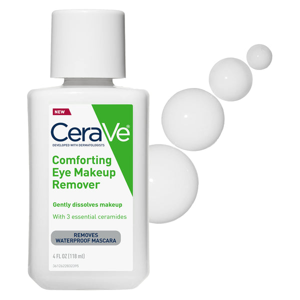 CeraVe Eye Makeup Remover with Hyaluronic Acid and Ceramides, Waterproof, Non-Comedogenic, Fragrance Free, Non-Greasy & Ophthalmologist Tested, 4