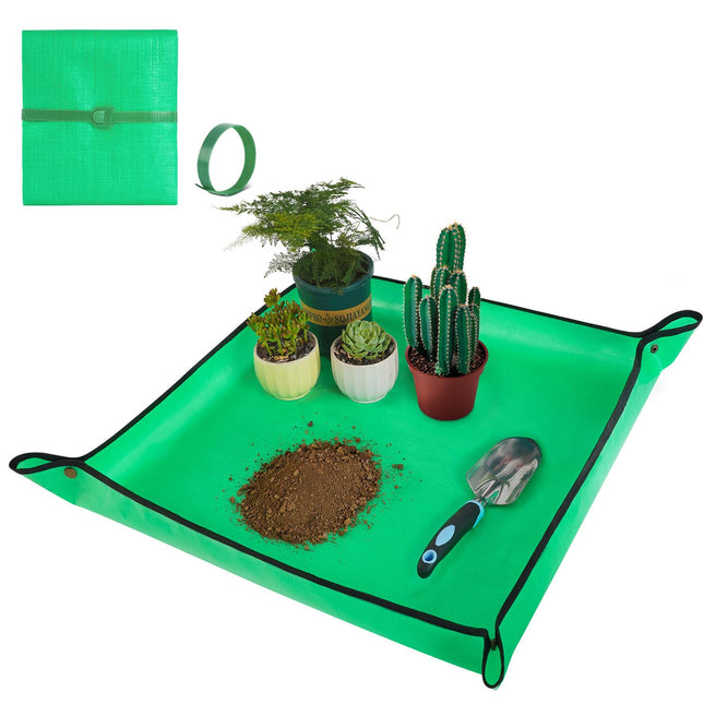Repotting Mat for Indoor Plant Transplanting and Mess Control 27"X 27" Thickened Waterproof Potting Tray Foldable Succul