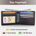 Travelambo Leather Wallet for Men, Slim Minimalist RFID Credit Card Holder Crazy Horse Coffee
