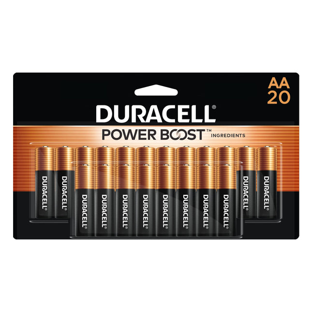 Duracell Coppertop AA Batteries with Power Boost Ingredients, 20 Count Pack Doub
