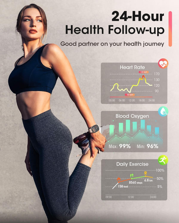 Smart Watches for Women Men with Call: Fitness Trackers with 24-Hour Heart Rate Spo2 Sleep Monitor 5ATM Waterproof 120+ Sport Mode Watches for
