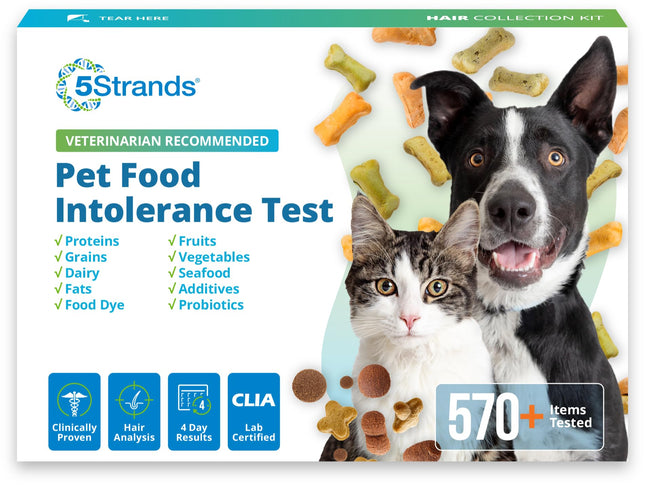 5Strands Pet Food Intolerance Test, at Home Sensitivity Test for Dogs & Cats, 270 Items, Hair Analysis, Accurate for All