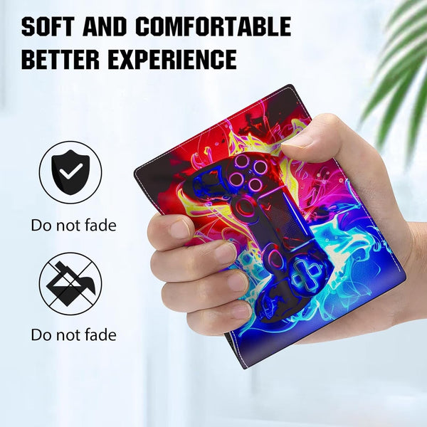 EXXBYELI Boys Wallet for Kids, Cool Kids Gamer Wallet for Boys Ages 8-10 9-12 11-15 with Credit Id Card Cash Holder Black Rfid Blocking Zipper For