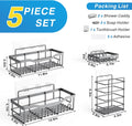 Shower Caddy 5 Pack,Adhesive Shower Organizer for Bathroom Storage&Home Decor&Kitchen,No Drilling,Large Capacity,Rustproof Stainless Steel