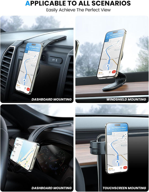 eSamcore for MagSafe Car Mount Detachable, Bendable Aluminum Arm Magnetic Phone Holder for Car【20 Strong Magnets】 Cell Phone Mount for Car Dash