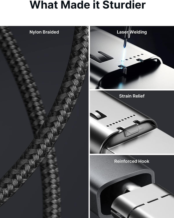 JSAUX 100W USB C to USB C Cable [2-Pack 6.6FT], PD Fast Charging, Grey | 100 Watt Fast Charger, Braided Type-C Cords for iPhone Air/17e/17/16/15