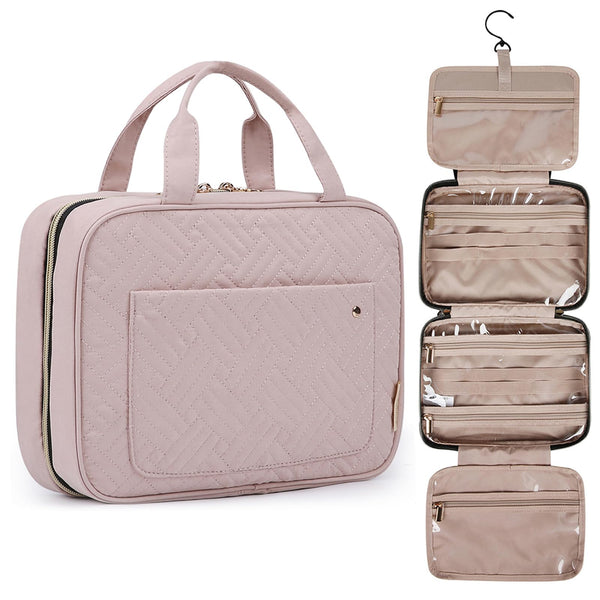 BAGSMART Toiletry Bag Travel Bag with Hanging Hook, Water-Resistant Makeup Cosmetic Bag Travel Organizer for Accessories, Shampoo, Full-Size