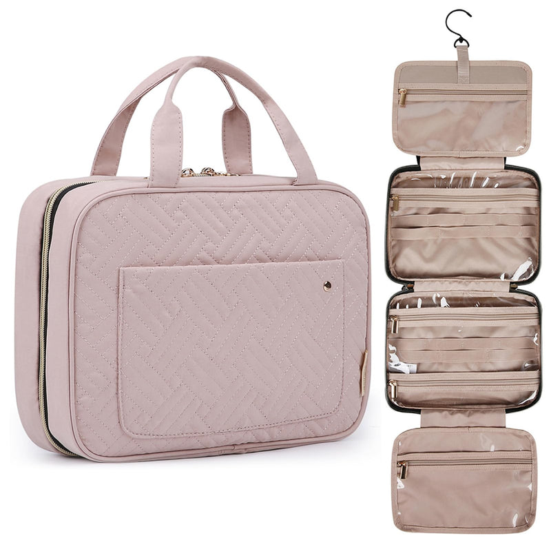 BAGSMART Toiletry Bag Travel Bag with Hanging Hook, Water-Resistant Makeup Cosmetic Bag Travel Organizer for Accessories, Shampoo, Full-Size