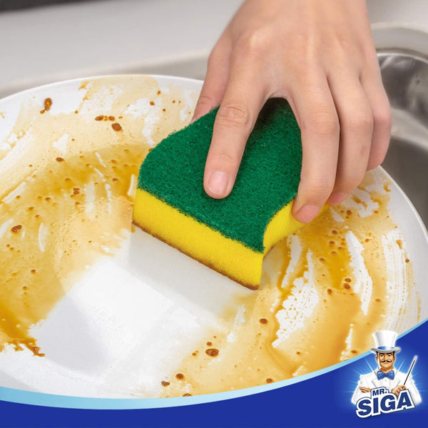 MR.SIGA Heavy Duty Scrub Sponge, 24 Count, Size:11 x 7 x 3cm, 4.3" x 2.8" x 1.2" pack of 24
