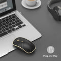 JOYACCESS Silent Wireless Mouse, Portable USB Mouse with 5 Adjustable DPI Levels for Desktop, Notebook, MacBook, Chromebook, PC (Black Gold)