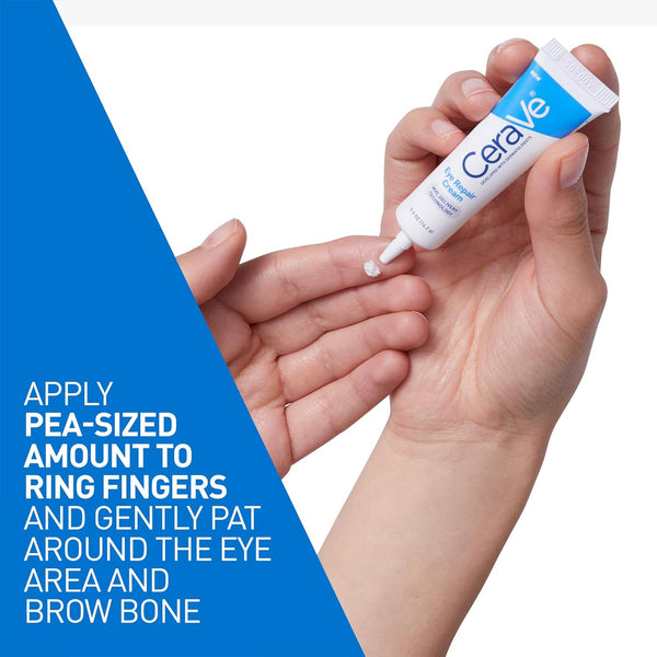 Cerave Eye Repair Cream, under Eye Cream for Puffiness and Bags under Eyes, Hyaluronic Acid + Niacinamide + Marine Botanical Complex, Oil Free &