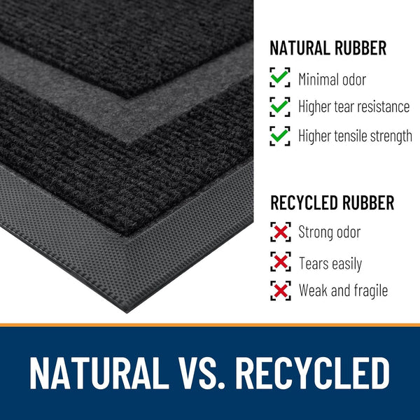 OLANLY Front Door Mat Outside 29.5x17, All-Season Heavy-Duty Rubber Doormat Black Classic Border Rectangular 29.5" x 17"