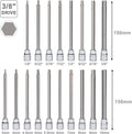 Mayouko 3/8" Drive Extra Long Allen Hex Bit Socket Set, S2&CR-V, Metreic&SAE, 18 Pieces, 1/8" - 3/8", 3-10 mm Hex(SAE&Metric)
