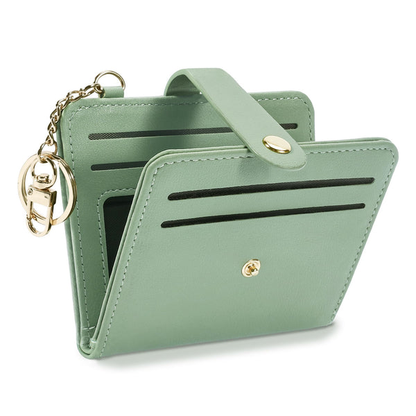 Small Wallets Woman RFID Blocking Leather Credit Card Holder - with ID Window - Card Wallets for Women - with Zipper Coin Purse - Keychain Wallet