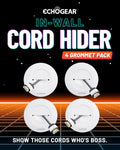 ECHOGEAR TV Cord Hider for Wall Mounted TV 4 Pack - Cable Management Kit Hides TV Wires - Includes 2 Pass Throughs, Locking Brackets, and Hole Saw