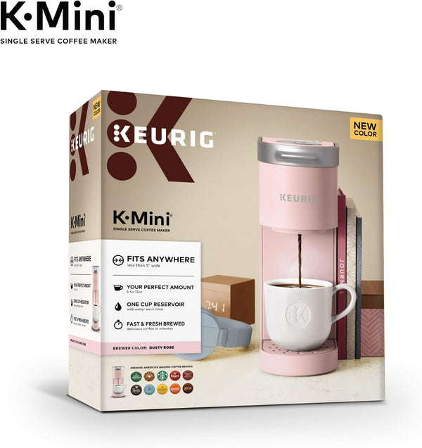 Keurig K-Mini Single Serve K-Cup Pod Coffee Maker, 6 to 12oz Brew size, with Cord Storage, Perfect for Small Spaces, Dusty Rose | Brews 6-12 Oz