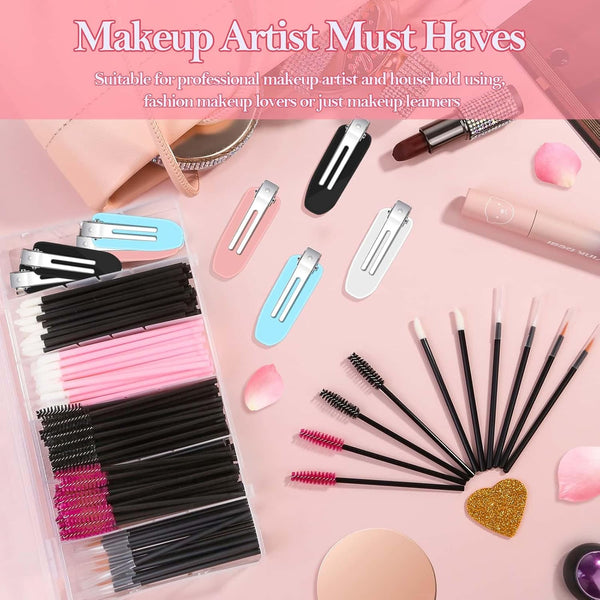 Disposable Applicators Kit with Makeup Puff, Mixing Palette, Artist Supplies, Accessories, Mascara Wands, Lip Brushes, Hair Clips, Powder Puffs