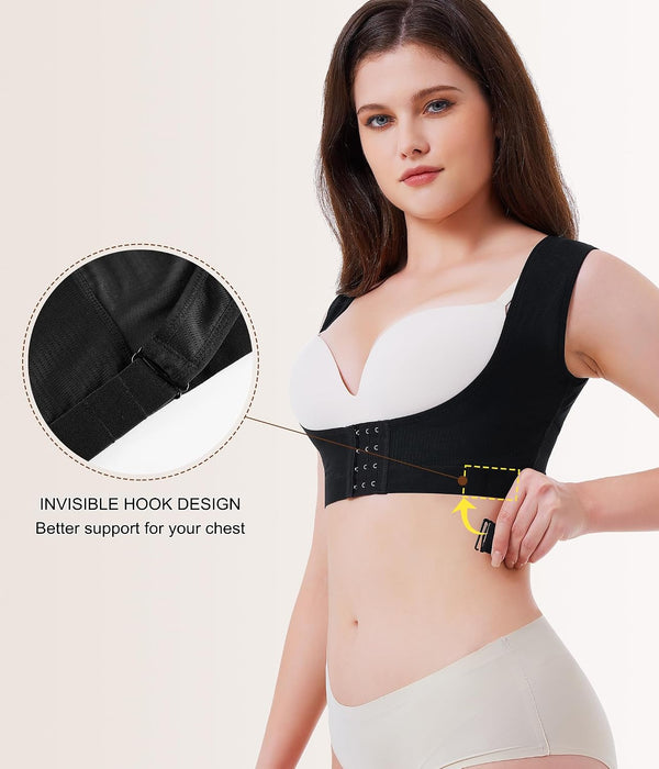 URSEXYLY Upper Back Brace for Women Breathable Posture Corrector Posture Support Back Straightener Pain Relief(Black,3XL) XXX-Large Black