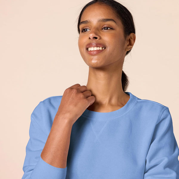 Amazon Essentials Women's Fleece Crewneck Long Sleeve Pullover Sweatshirt (Available in Plus Size) Medium Blue