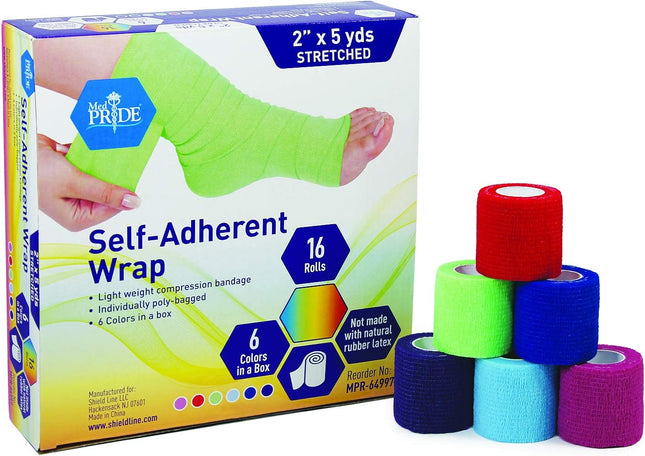MED PRIDE Self Adhesive 3''X 5 Yards Bandage Wrap (16 Rolls) - Athletic Flex Tap