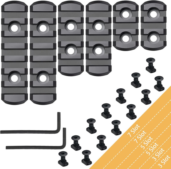Polymer Picatinny Accessory Rail Single Picatinny Rail, 3 3 5 5 7 7 Slots, with 13 T-Nuts & 13 Screws & 2 Allen Wrench Black
