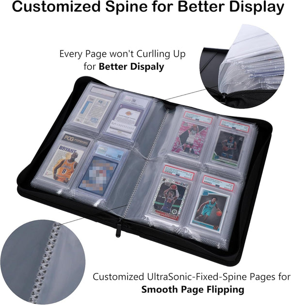 Rayvol Psa-Sized Slab Binder, Graded Card Binder Fit 40 PSA Slabs Includes 40 Psa-Sized Sleeves, 4 Pockets Top Loading Graded Card Holder Storage