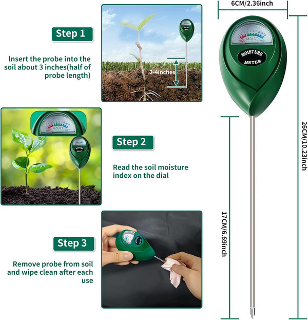 SZHLUX Moisture Meter Water Monitor Soil Hygrometer Sensor Care, Lawn, Farm, Indoor & Outdoor. (Plant Gifts for Gardeners), 10.23Inch, Green