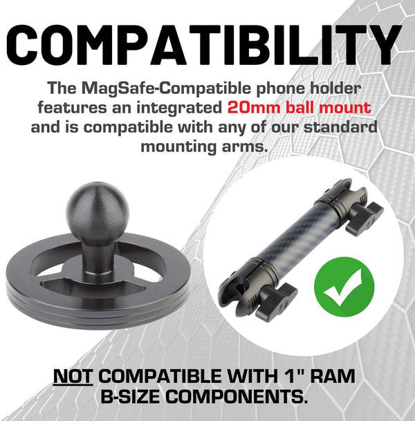 Bulletpoint Dash Mount Magnetic Cell Phone Holder Compatible with Magsafe Iphone Smartphones - 20Mm (0.787 Inches) Attachment Ball (Magsafe Holder