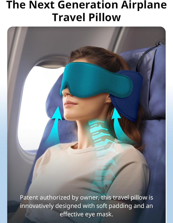 Travel Pillows for Airplanes, FSA HSA Eligible Approved Travel Accessories for Long Flight, Car Travel Pillow for Kids, Eye Mask for Sleeping
