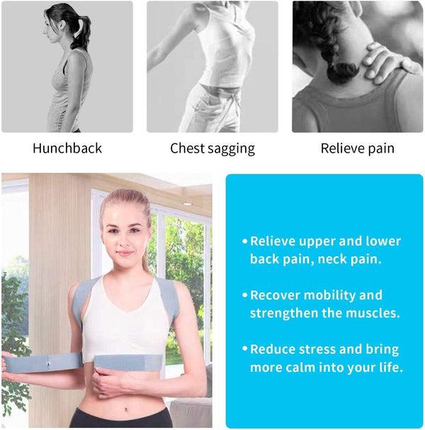 Posture Corrector for Men & Women - Adjustable Shoulder Posture Brace - Adjustable Upper Back Brace - Invisible Thoracic Back Brace for Hunching (L)