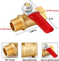 1/4 Inch Valve Npt Air Compressor Brass Heavy Duty Valve Male and Female Shut off Switch 1/4 NPT Thread Pipe Fitting (Male x Female 3PCS)