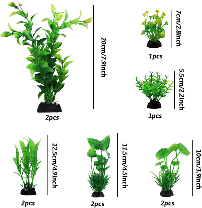 Pietypet Fish Tank Accessories Green Plants, 10Pcs Green Fish Tank Decorations, 