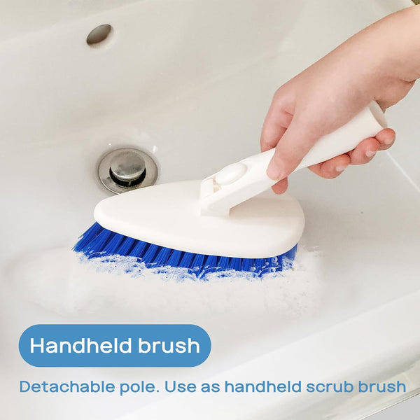 Qaestfy Shower Scrubber Cleaning Brush Combo Bath Tub Tile Cleaner Scrubber Brush with 51'' Adjustable Long Handle Scrub Brush for Bathroom Shower