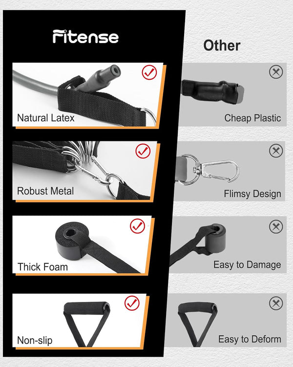 6Pcs Resistance Bands, Workout Bands 270lbs, Exercise Bands with Handles/Door Anchor/Ankle Straps/Bag/Poster for Men, Heavy Resistance Bands for