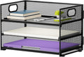 Marbrasse 3 Tier Paper Organizer Letter Tray, Mesh File Organizer with Handle, Paper Sorter Desk Organizer for Home Office Supplies