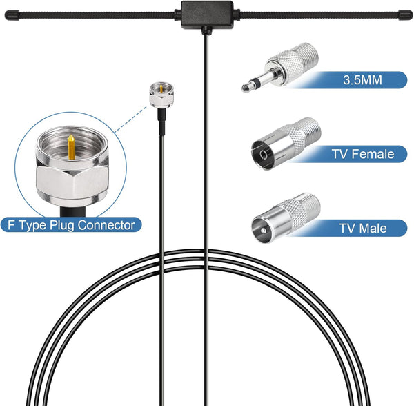 Bingfu FM Radio Dipole Antenna for Stereo Receiver Indoor Pioneer Onkyo Yamaha Marantz Bose Wave Music System Home FM Radio AV Audio Video Home